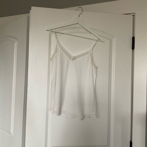 Babaton White Lace Trim Cami Top